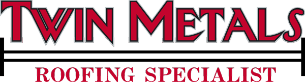 Twin Metals Roofing logo featuring bold red and black text, representing a professional roofing company specializing in commercial roofing services.